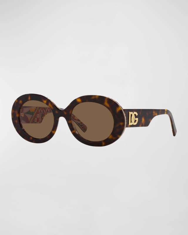 Logo Acetate Oval Sunglasses