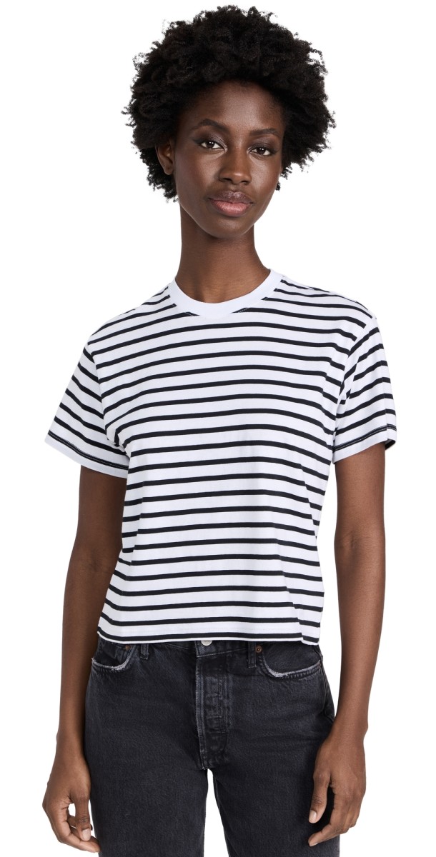 ATM Anthony Thomas Melillo School Boy Stripe Tee Black/White Stripe