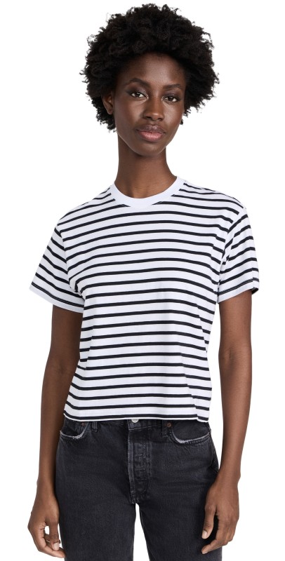 ATM Anthony Thomas Melillo School Boy Stripe Tee Black/White Stripe