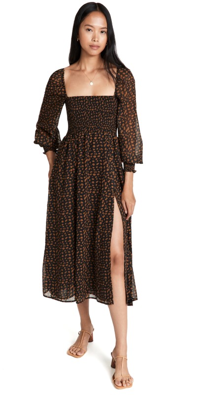 o. p.t Classic Smocked Maxi Dress Black Floral