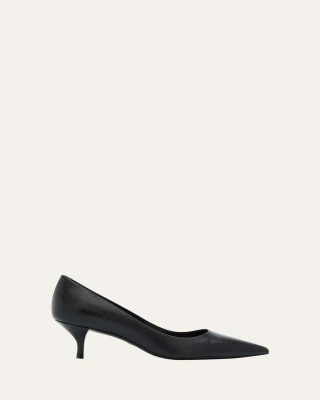 Stuart Leather Kitten-Heel Pumps