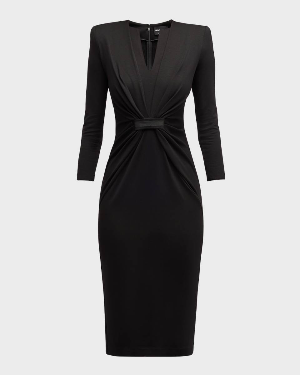 Draped Milano Stitch Midi Dress