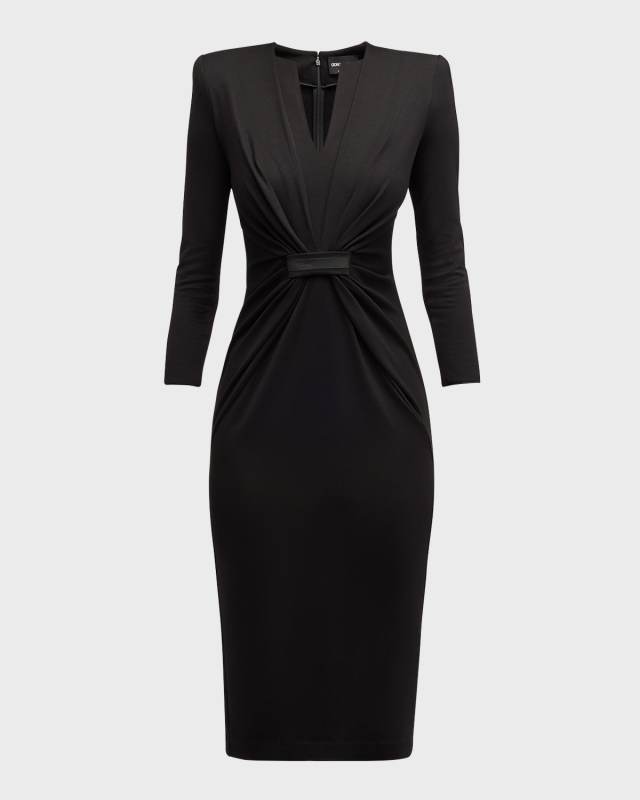 Draped Milano Stitch Midi Dress
