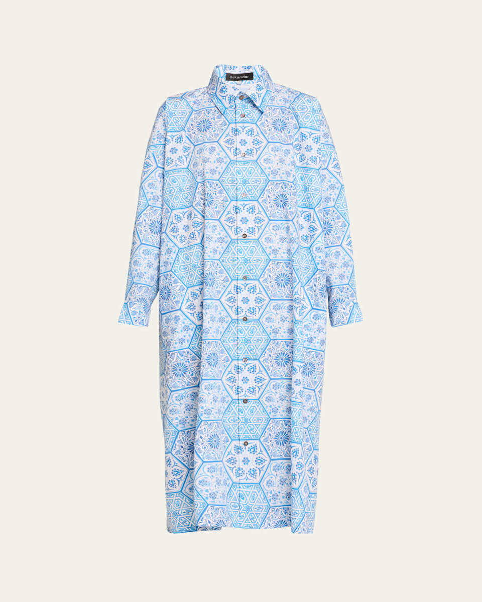 Wide A-Line Printed Shirtdress
