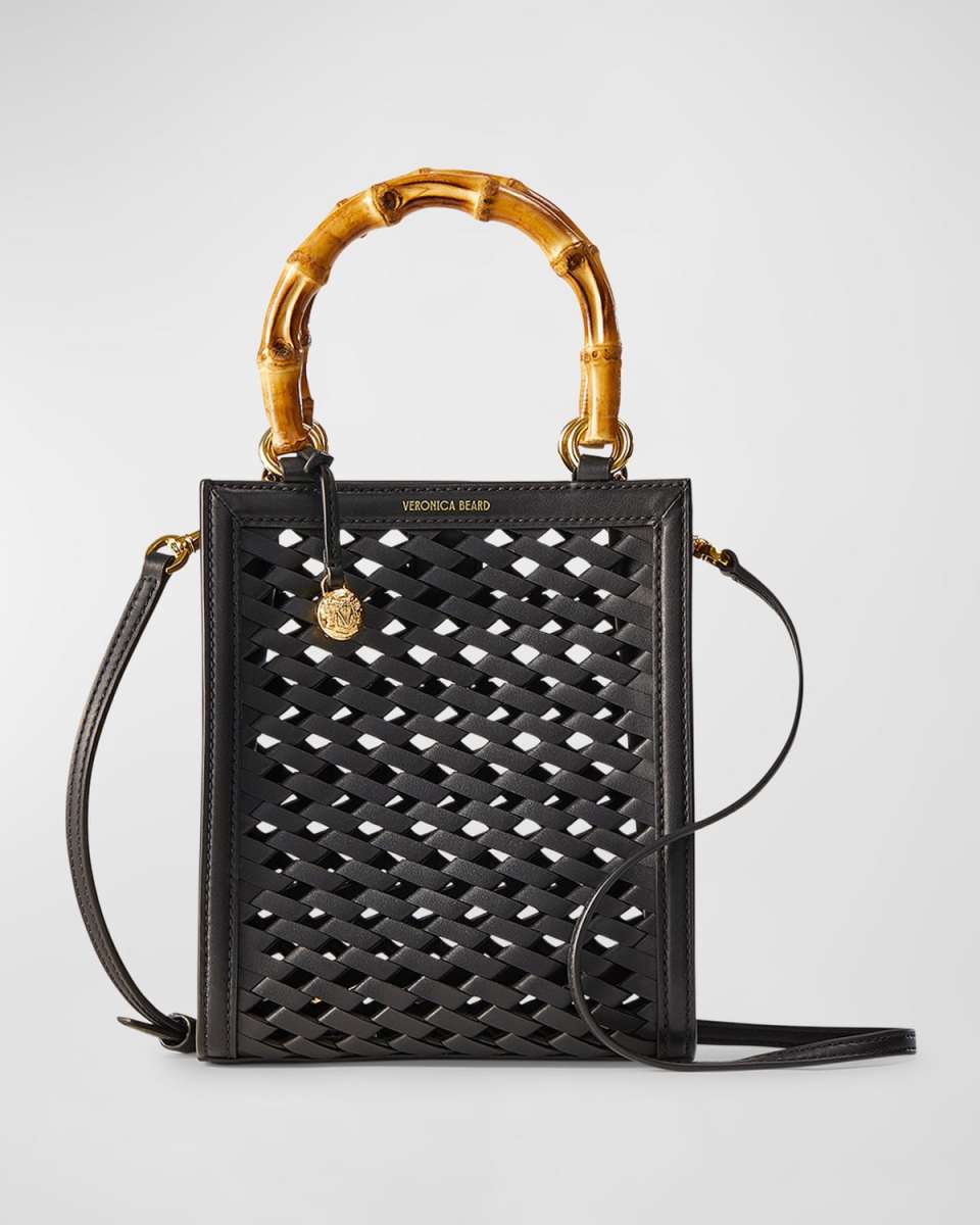 Mini Cutout Leather Shopper Tote Bag
