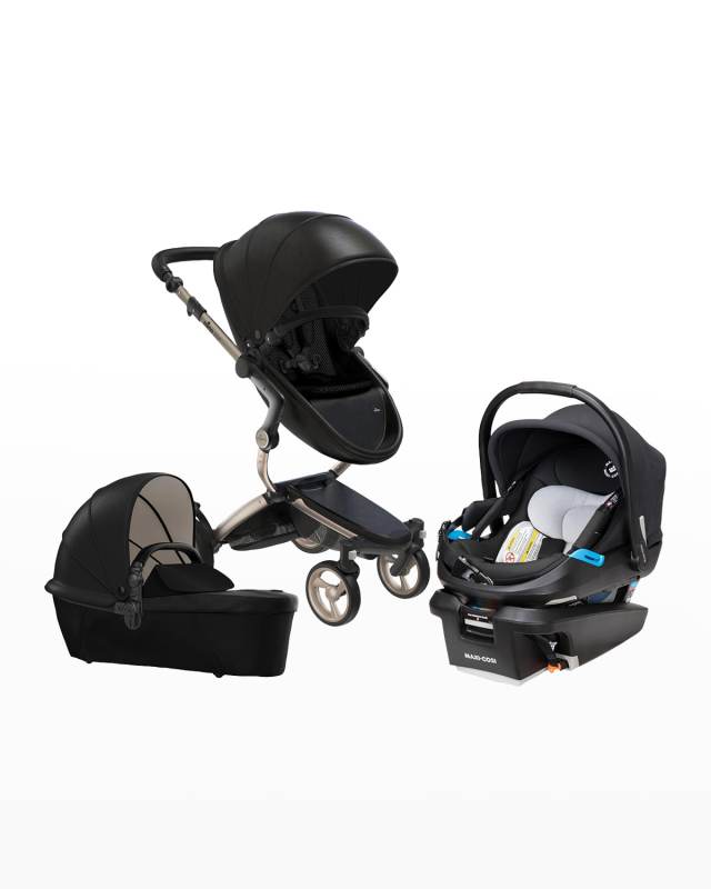 Xari Stroller Luxury Travel System w/ Champagne Chassis & Maxi-Cosi Coral XP Car Seat