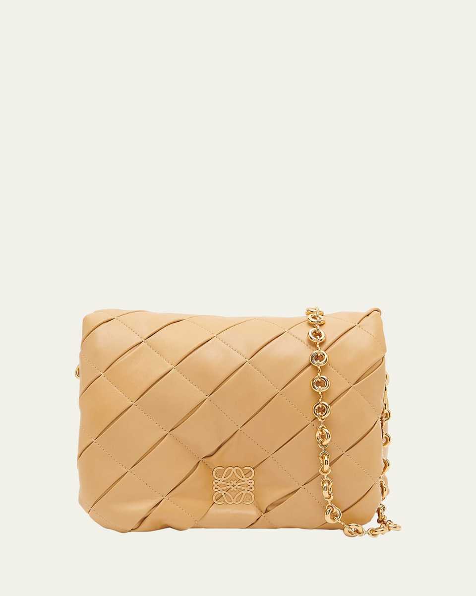 Goya Puffer Pleated Chain Shoulder Bag