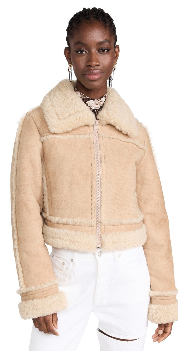 Acne Studios Suede Bomber Jacket Beige