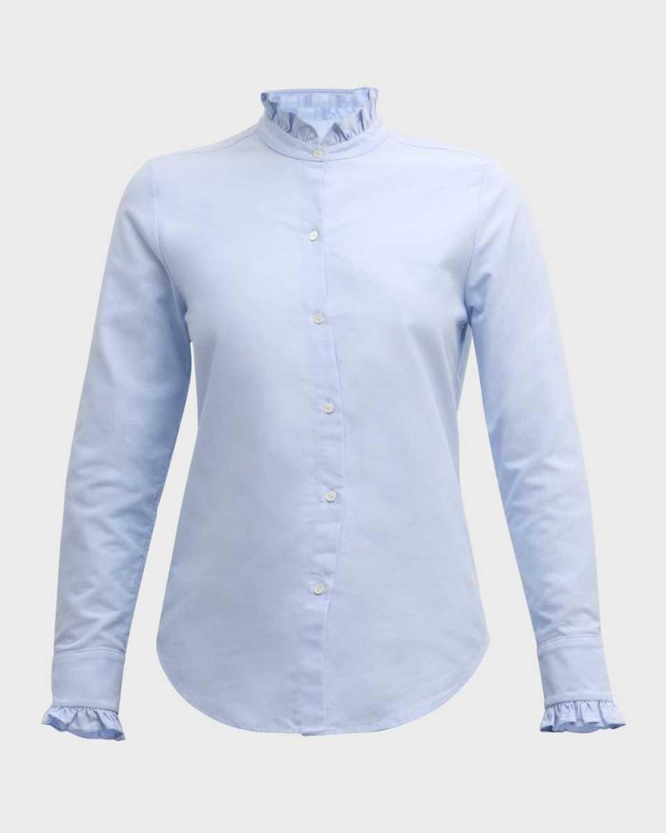 Lydia Ruffle Chambray Button-Down Shirt