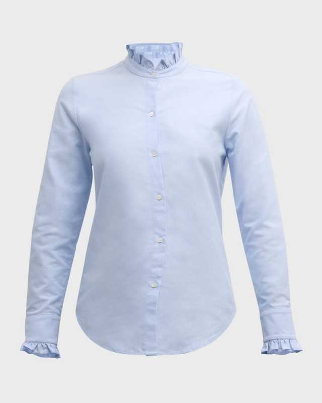 Lydia Ruffle Chambray Button-Down Shirt
