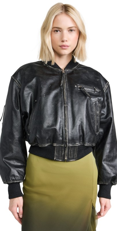 Acne Studios Leather Bomber Black
