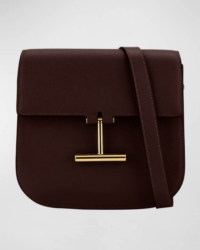 Tara Mini Crossbody in Grained Leather with Leather Strap