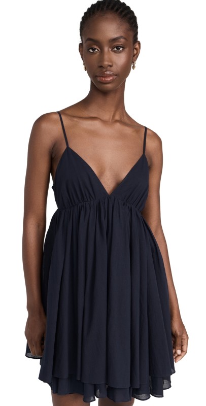 Susana Monaco Cotton Voile String V Dress Midnight