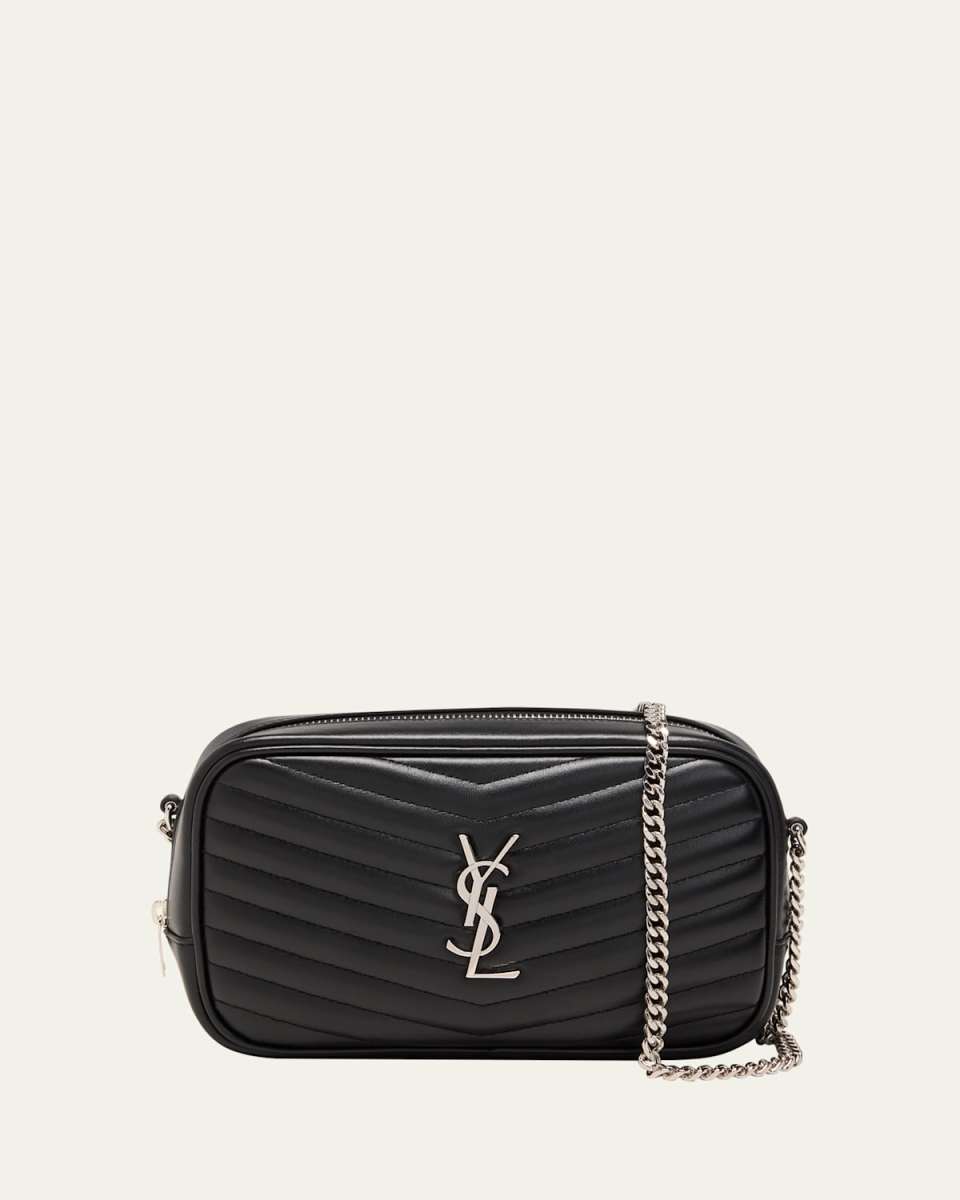 Lou Mini YSL Camera Bag in Smooth Quilted Leather