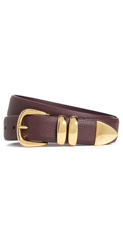Anderson's Narrow Calf Leather Double Fastener Belt Medium Tan