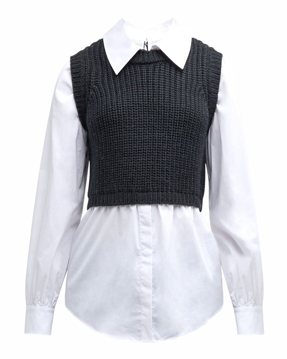 Mara Shaker Stitch Combo Pullover Shirt
