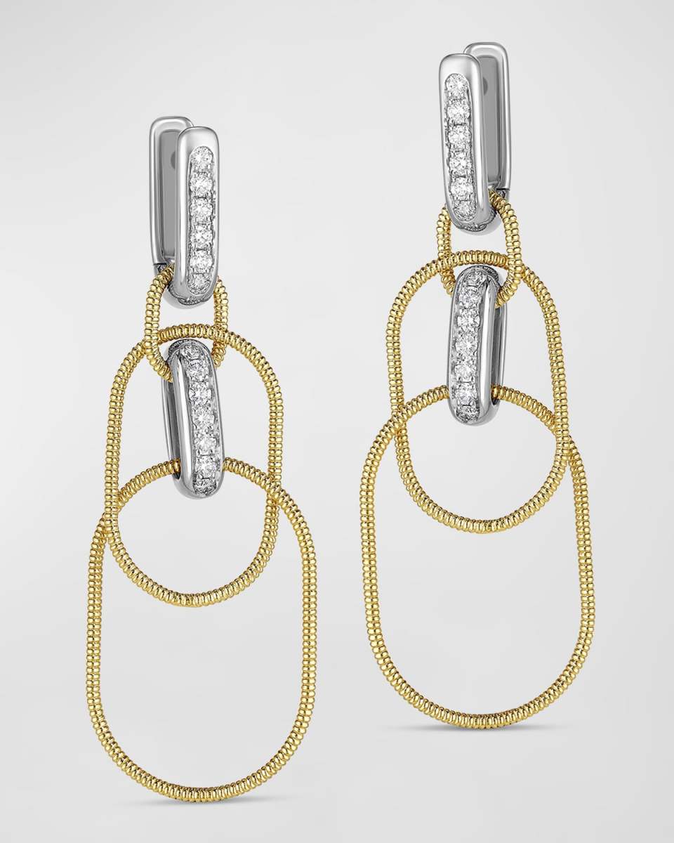 Sabbia D'Oro 18K Yellow Gold and White Gold Diamond Earrings