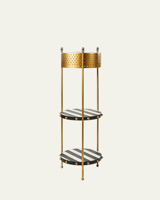Flatiron Leather Stripe 53" Shelf Floor Lamp