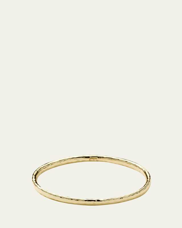 Hammered Flat Bangle in 18K Gol