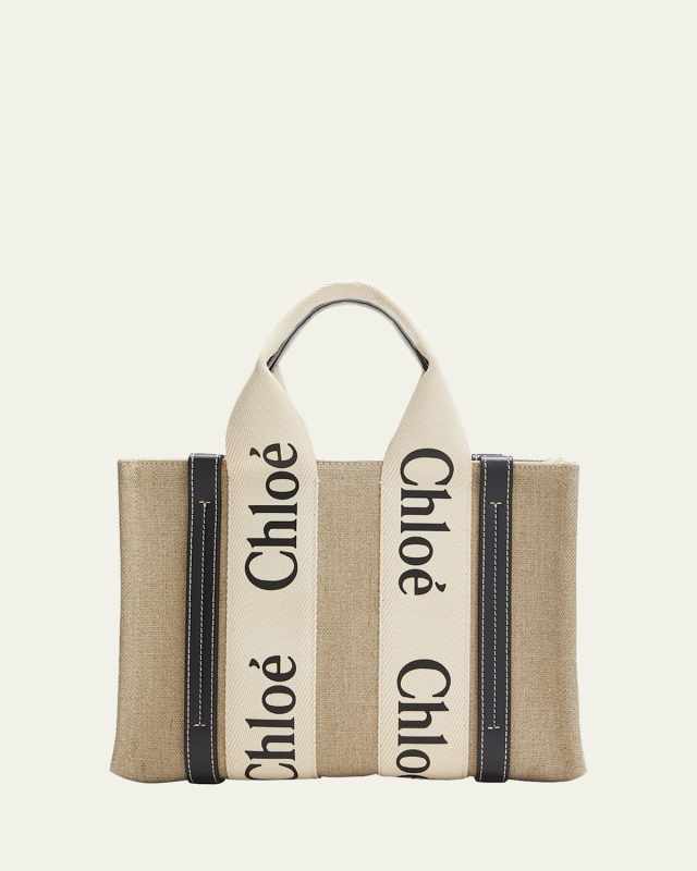 Woody Small Tote Bag in Linen with Crossbody Strap