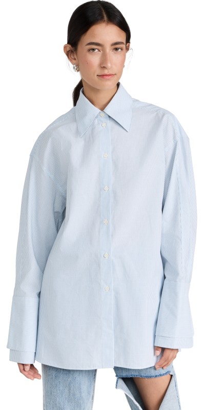 Róhe Double Cuff Shirt Office Stripe