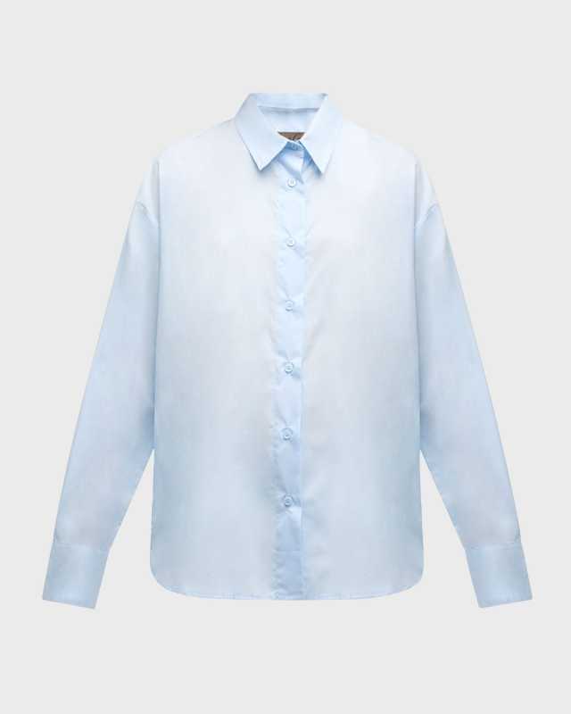Luxe Long-Sleeve Button-Front Shirt