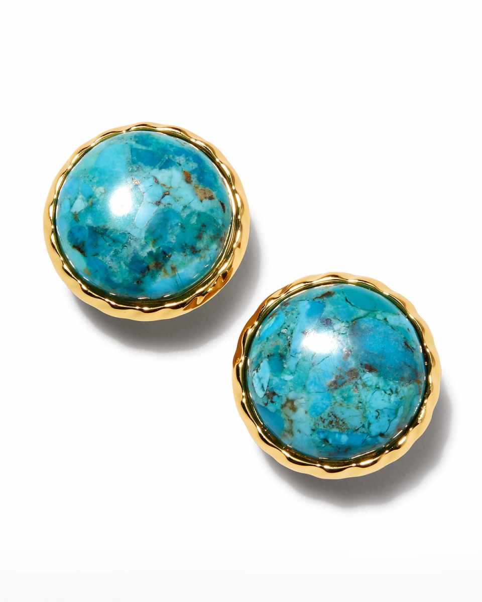 Turquoise Bezel Clip Back Earrings