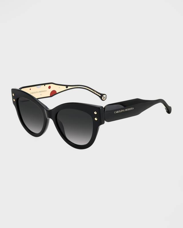 Two-Tone Polka-Dot Acetate Cat-Eye Sunglasses