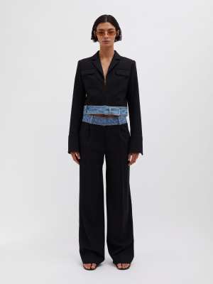 Christopher Esber Deconstruct Denim Waisted Wool Trouser