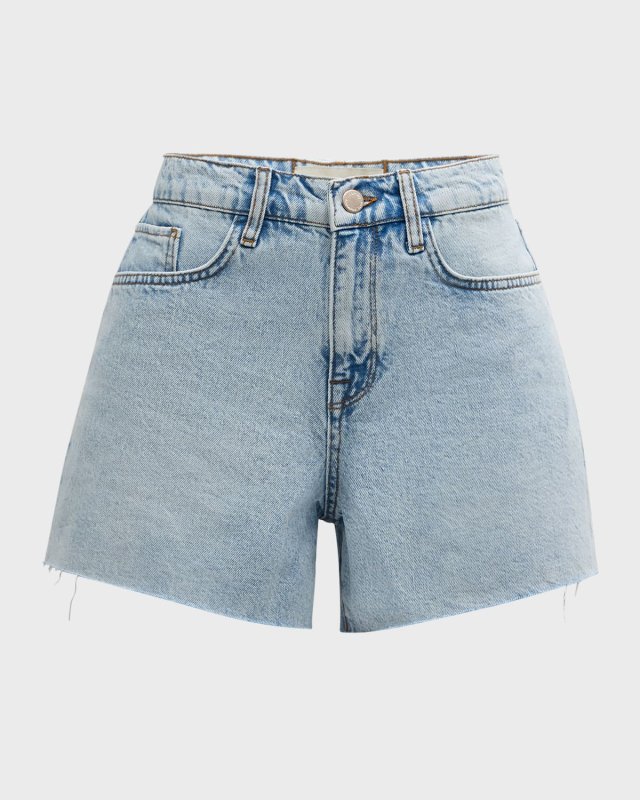 T-Long High Rise Cut-Off Denim Shorts