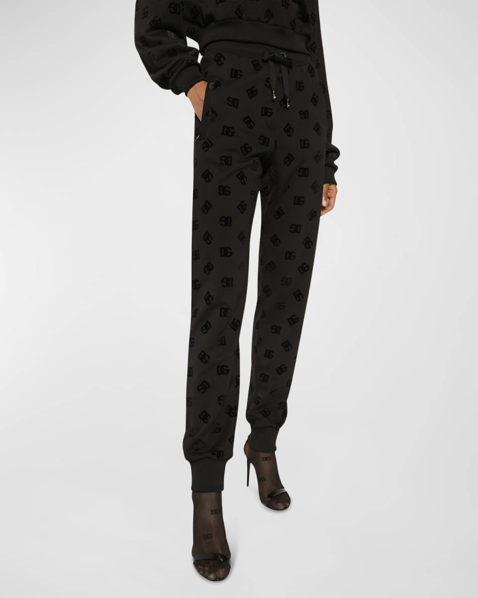 Flocked Cotton Jersey DG Logo Jogger Pants