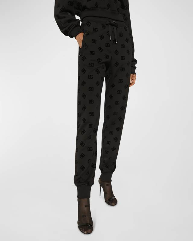 Flocked Cotton Jersey DG Logo Jogger Pants
