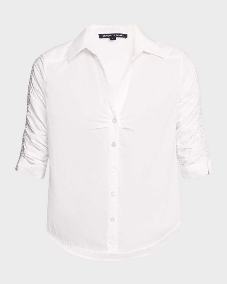 Porta Ruched Button-Front Shirt