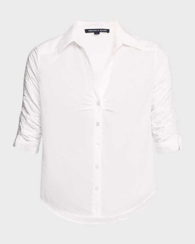 Porta Ruched Button-Front Shirt