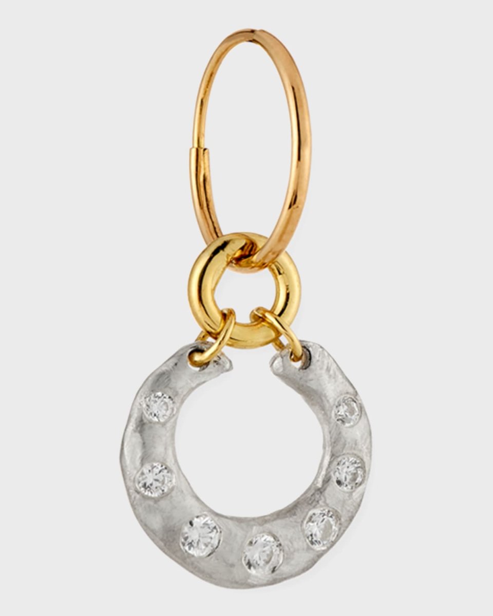 Two-Tone Crescent Single Earring with Stones