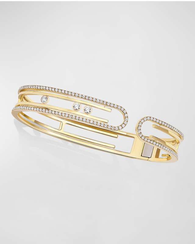 MOVE UNO 18K YELLOW GOLD PAVE DIAMOND BANGLE BRACELET