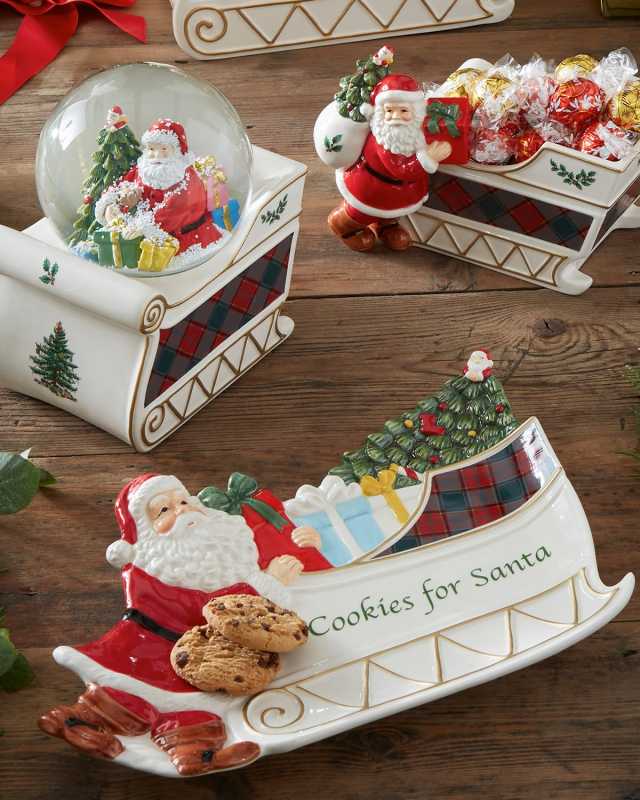 Christmas Tree Tartan Figural Santa Sleigh Cookies for Santa Platter
