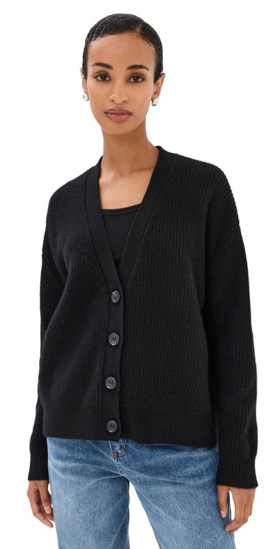 Jenni Kayne Cropped Cashmere Cocoon Cardigan Black