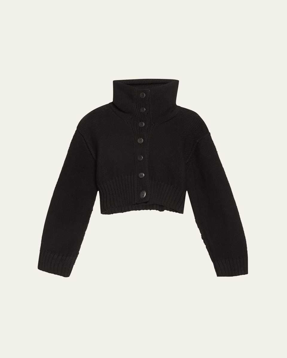 Dame Funnel-Neck Cropped Cardigan