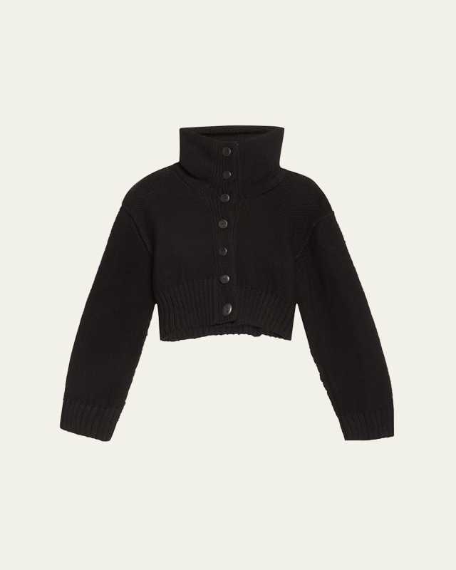 Dame Funnel-Neck Cropped Cardigan