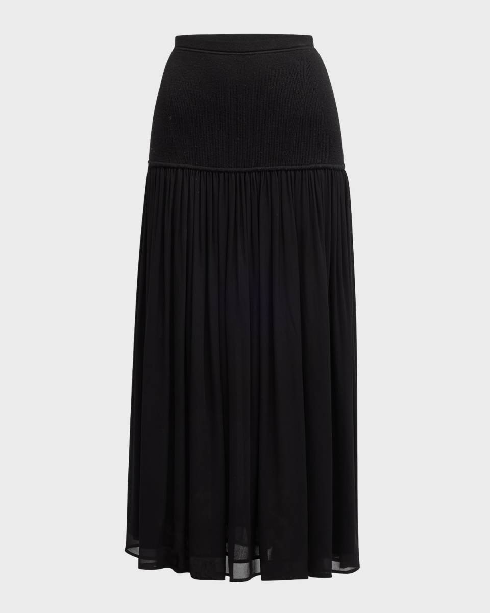 Miya Wool and Silk Drop-Waist Maxi Skirt