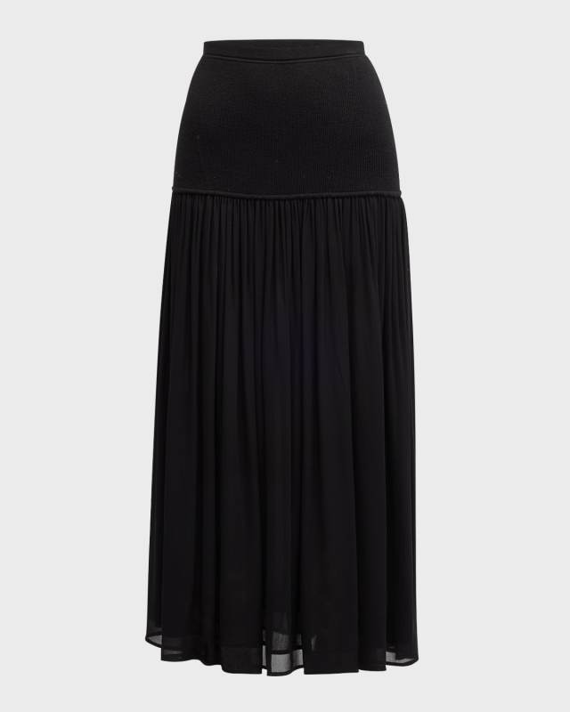Miya Wool and Silk Drop-Waist Maxi Skirt