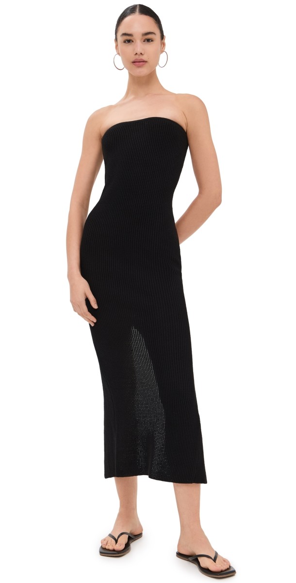 St. Agni Textured Knit Column Dress Black