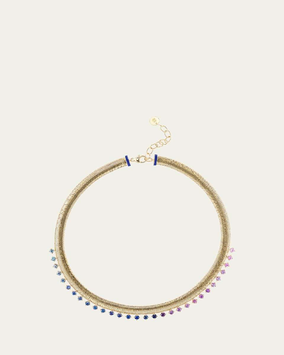 18K Yellow Gold Ombre Sapphire One-of-a-Kind Snake Chain Necklace, 16-18"L