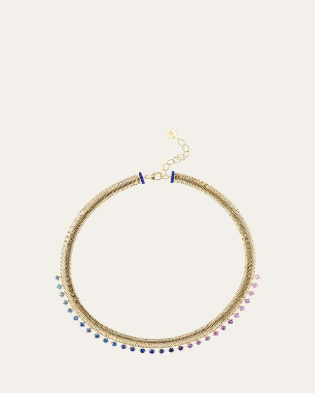18K Yellow Gold Ombre Sapphire One-of-a-Kind Snake Chain Necklace, 16-18"L