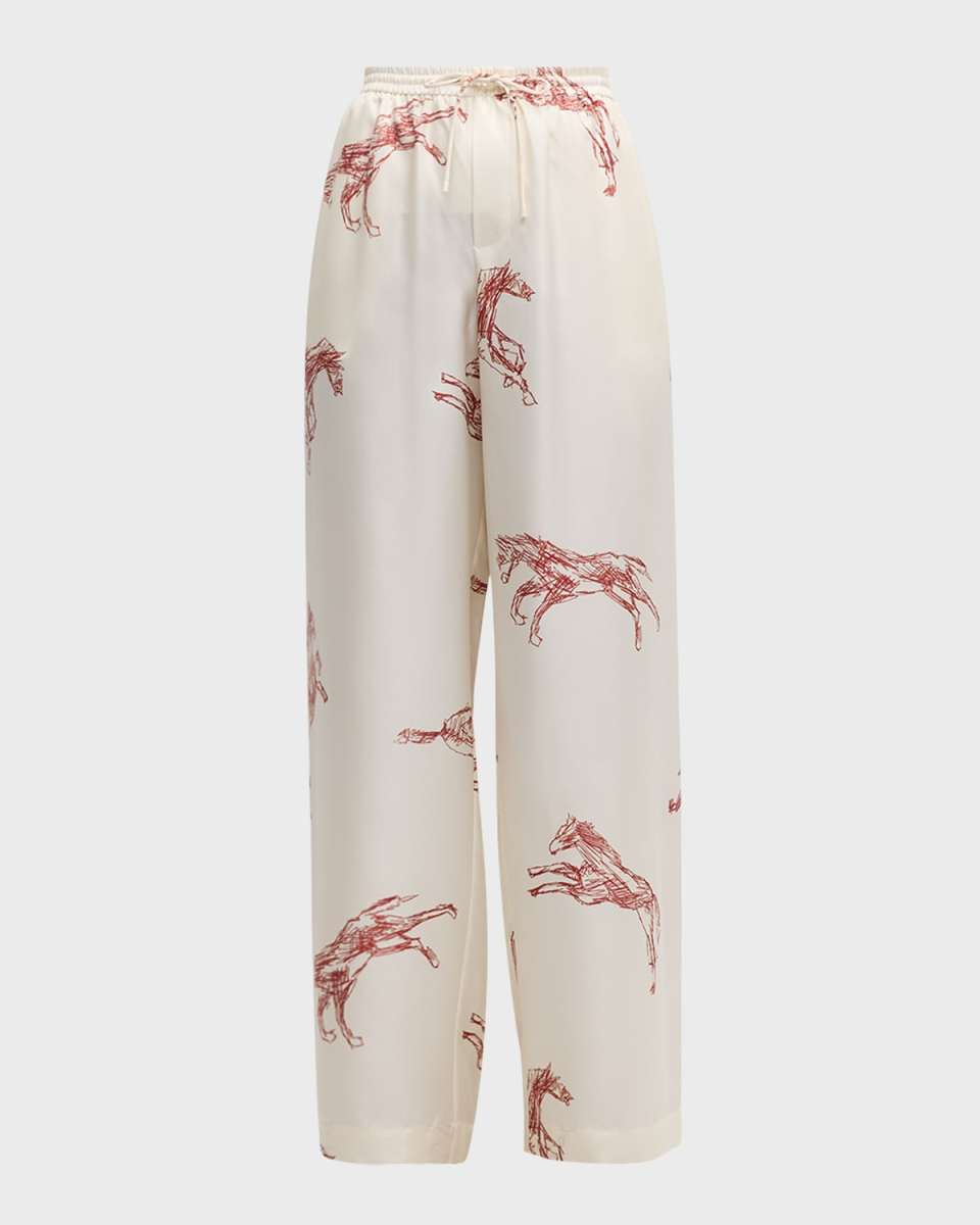 Drawstring Silk Ballpoint Horse Trousers