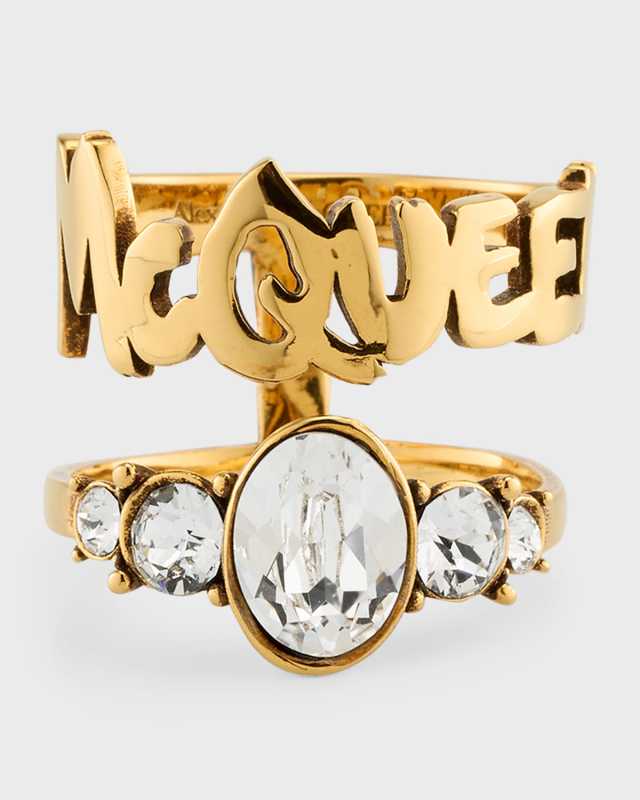 Crystal Graffiti Logo Ring