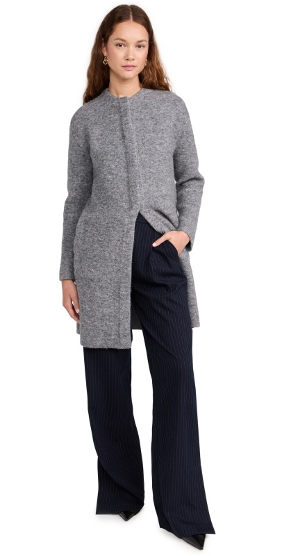 Vince Textured Soft Sculpt Car Coat Med H Grey