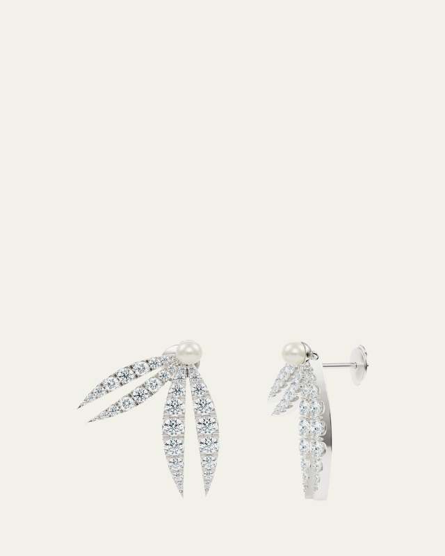 Lotus Diamond and Pearl Flourish Earrings