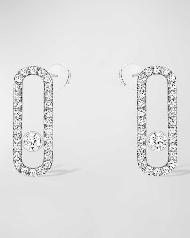 MOVE UNO 18K WHITE GOLD PAVE DIAMOND EARRINGS